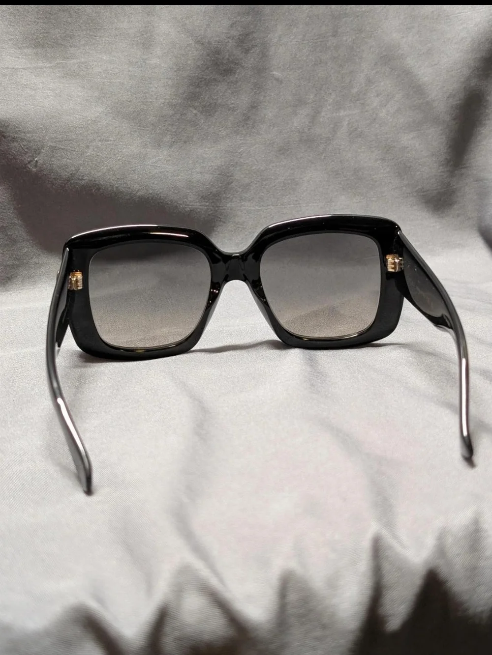 Gucci Black Square Frame Sunglasses with Gold Logo Accent